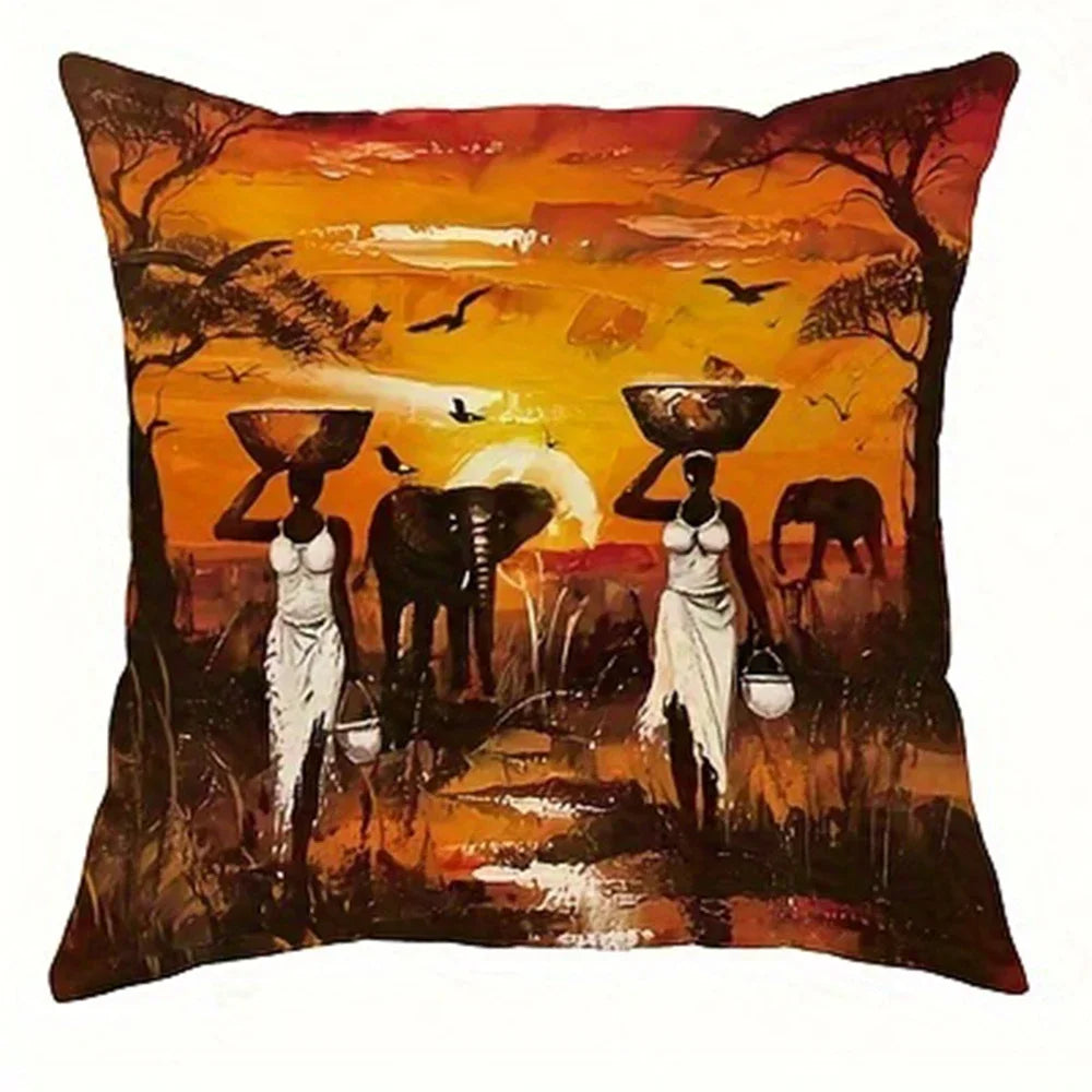 African Elephant Decorative Pillowcase – Ultra-Soft Animal Elegance - Glow by Hellen African and Boho Jewelry African Home Decor Cultural Accessories